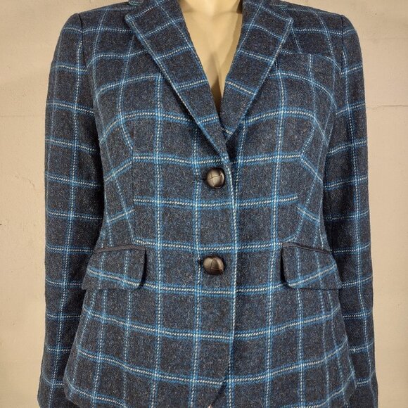 Talbots Jackets & Blazers - NWT Talbots blue plaid two button wool blend blazer jacket ladies size 6 Petite